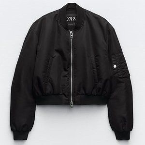 CROP NYLON BOMBER JACKET